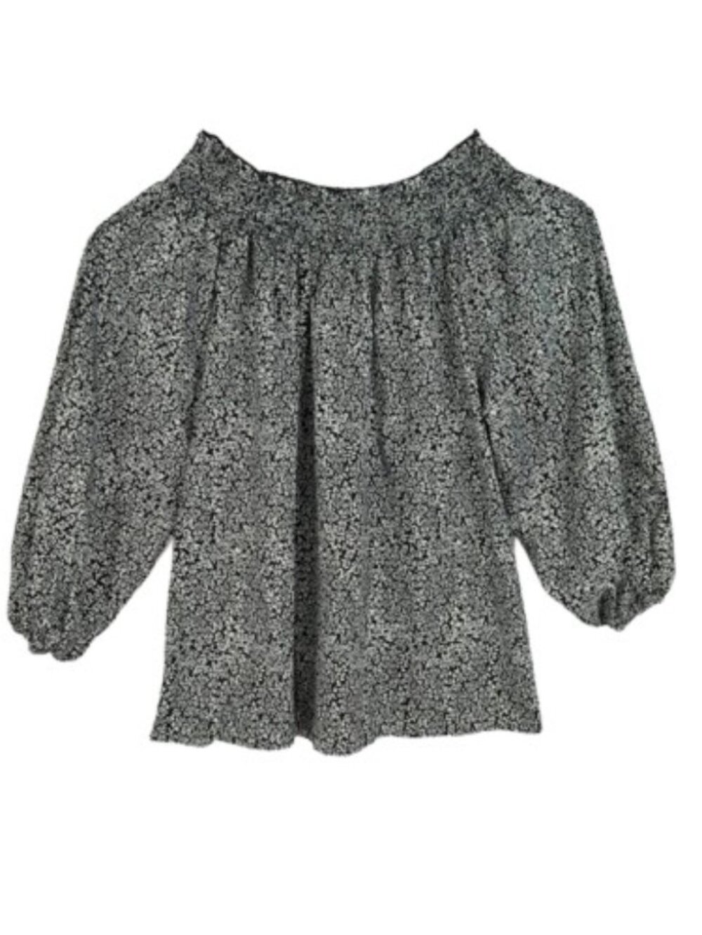Black White Floral Off Shoulder Peasant Blouse 3X